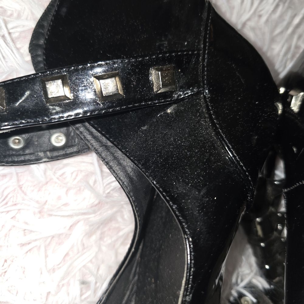 Black Leather Show Story Stelettiots Chic Black Heels with Stud Accents - Picture 11 of 11